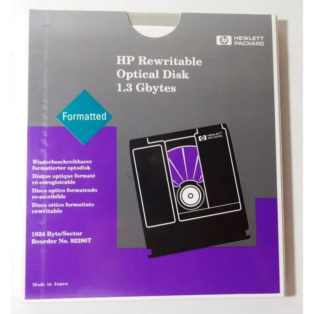 HP 1.3GB Rewritable Optical Disk (5.25) 1024B/S - Formatted 92280T - New Sealed